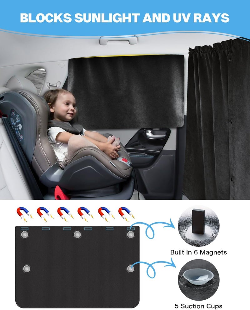 Epltion Univesal Car Window Privacy Curtains Set | Sunshade| Protect Privacy | UV Protection | Fit for Baby Breastfeeding Sleeping Work Rest Camping Outdoor - Image 3